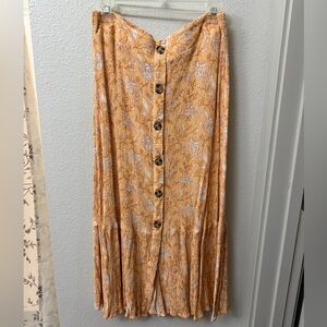 Market & Spruce Floral Button-Front Maxi Skirt Size L